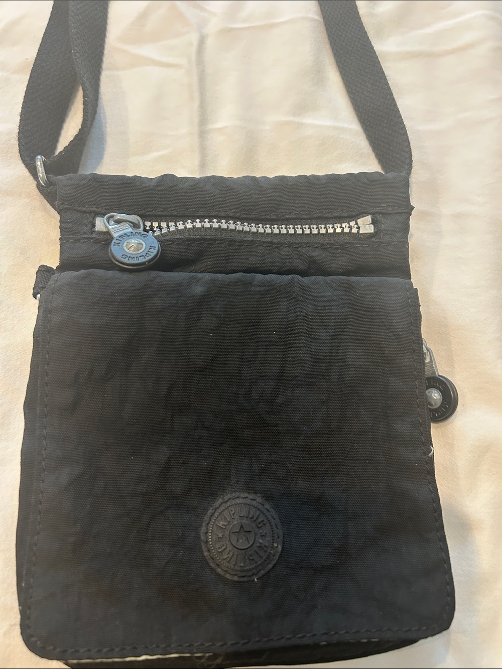 Kipling Black Nylon Compact Messenger Crossbody